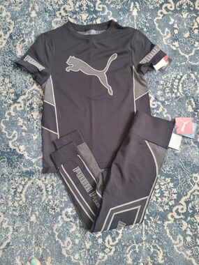 Puma Black Active Tee & Leggings Set - Logo Activewear